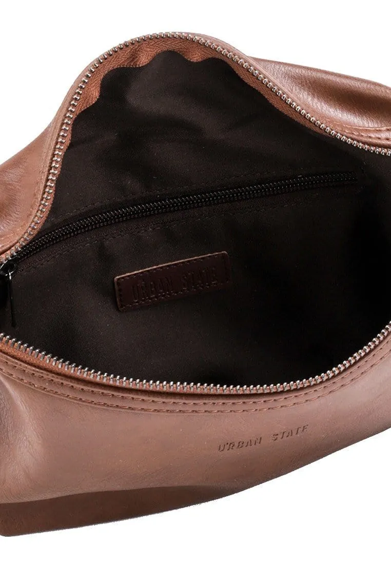Distressed Leather Small Bumbag - Camel