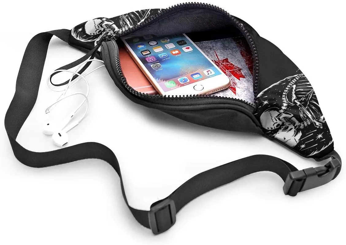 Dujiea Fanny Pack, Skull Skeleton Love Kissing Waist Bag with Headphone Hole Belt Bag Adjustable Sling Pocket Fashion Hip Bum Bag for Women Men Kids Outdoors Casual Travelling Hiking Cycling