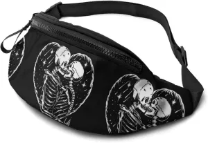 Dujiea Fanny Pack, Skull Skeleton Love Kissing Waist Bag with Headphone Hole Belt Bag Adjustable Sling Pocket Fashion Hip Bum Bag for Women Men Kids Outdoors Casual Travelling Hiking Cycling