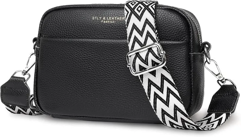 DXIOKO Crossbody Bag for Women, Genuine Leather Women's Cross body Camera Bags Handbag with Adjustable Wide Strap, Over Shoulder Bag for Ladies