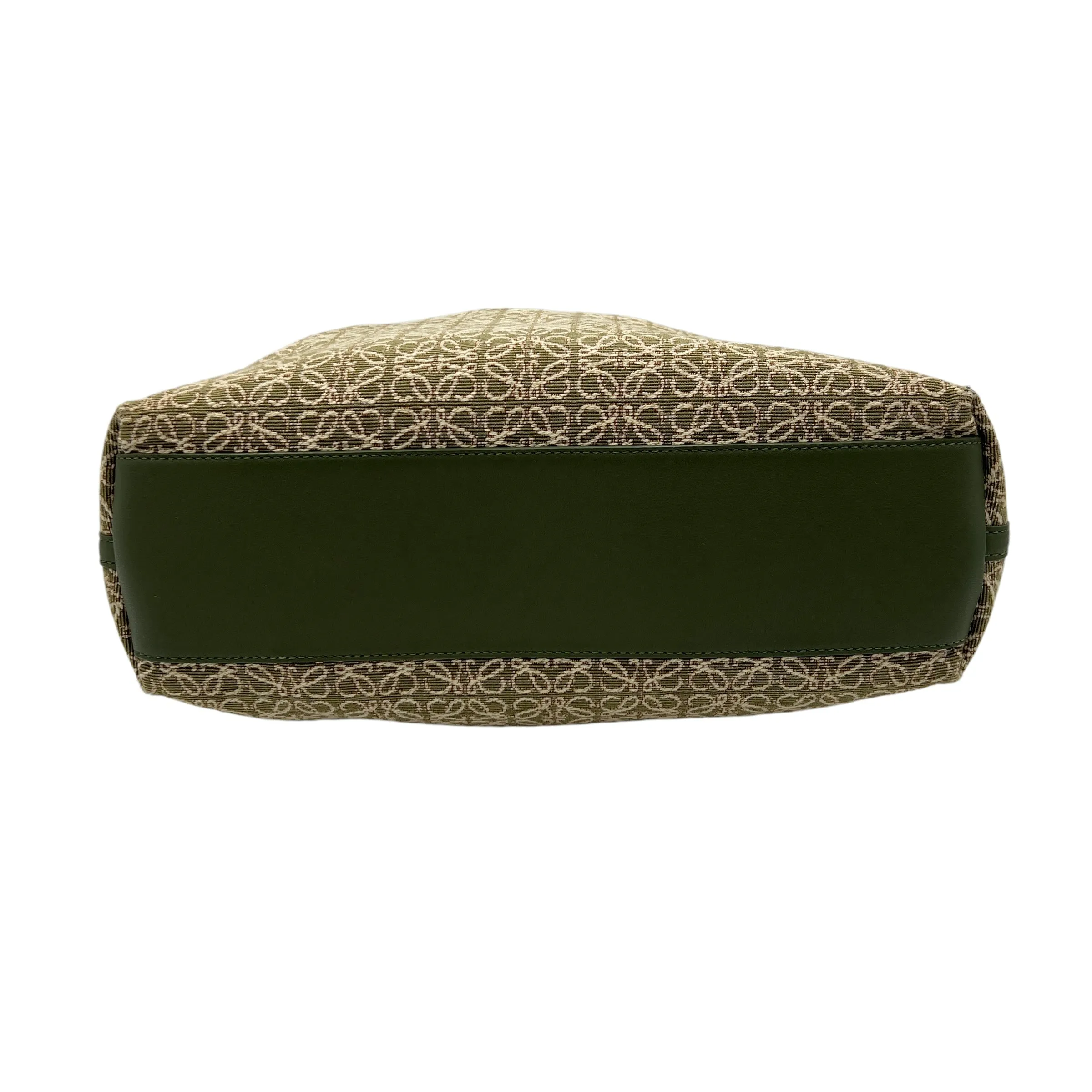 Flamenco Anagram Green Clutch in Jacquard, Silver hardware