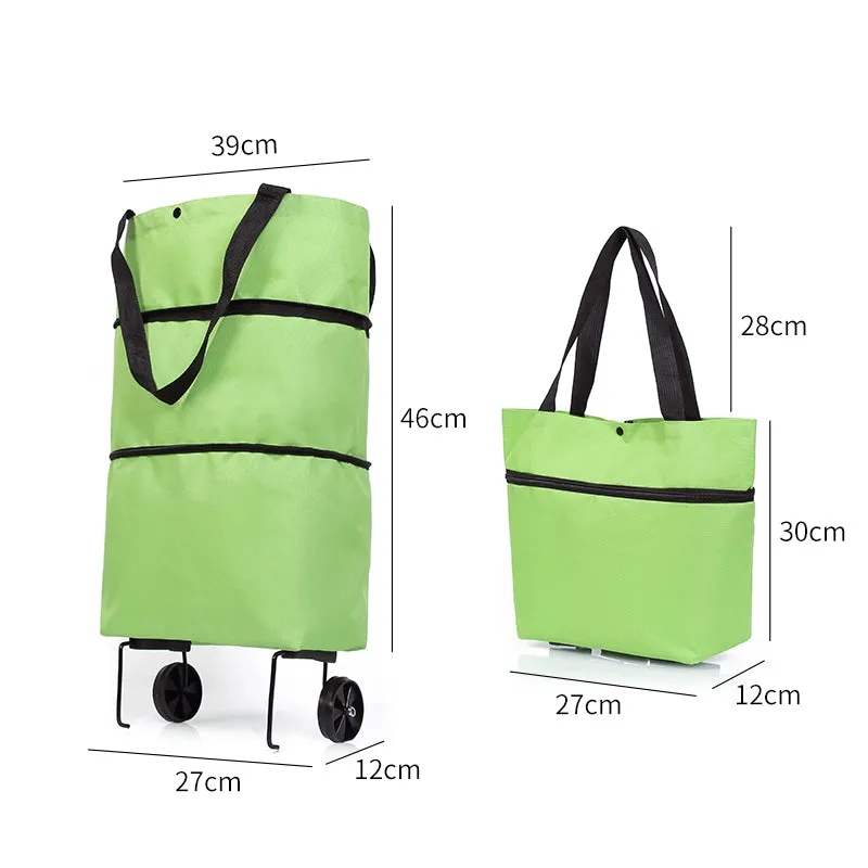 Foldable Shopping Pull Cart Trolley Bag With Wheels