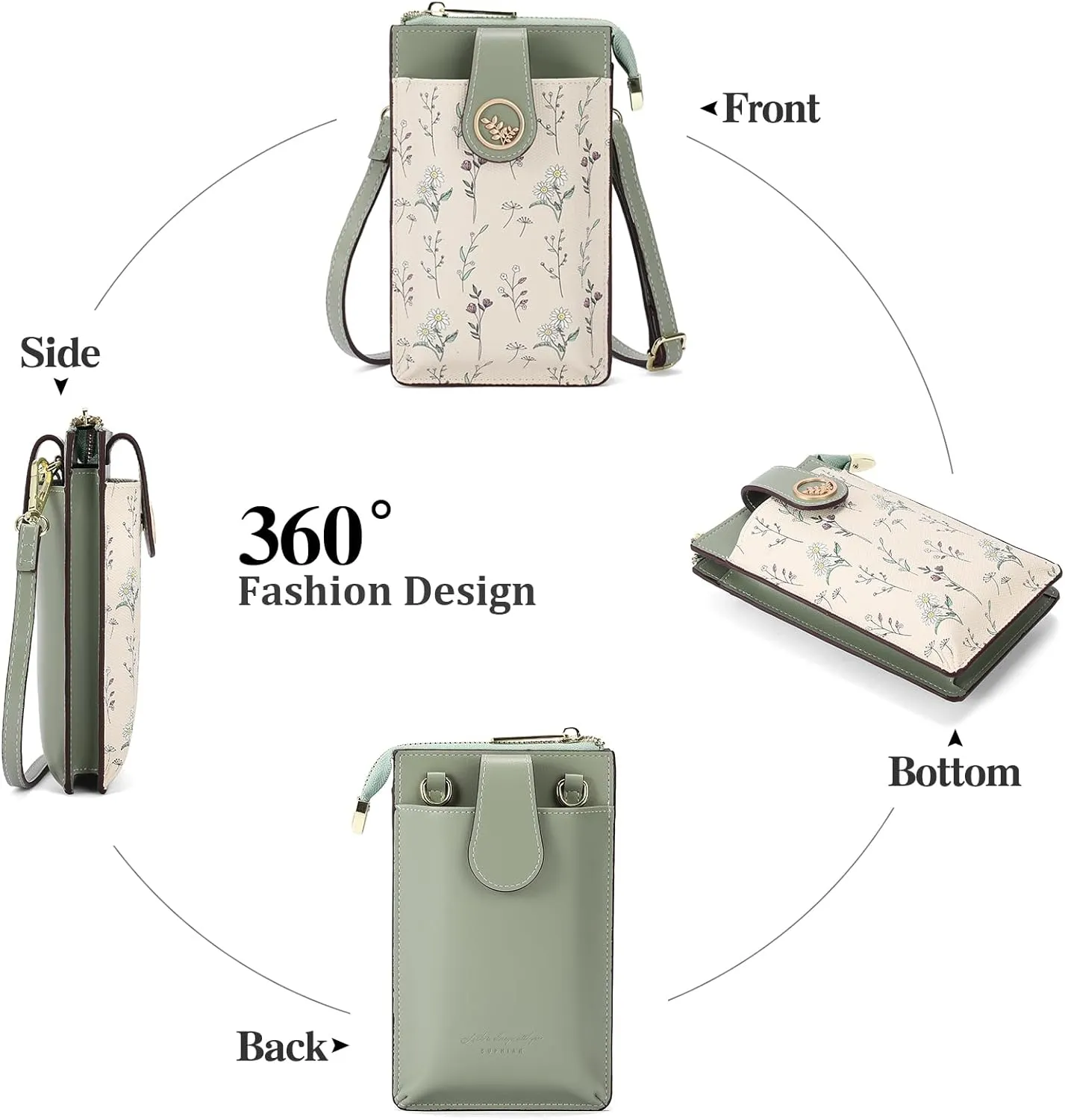 GAEKEAO Small Crossbody Bags for Women Leather Cell Phone Purse Bag Wallet with RFID Blocking Credit Card Slots