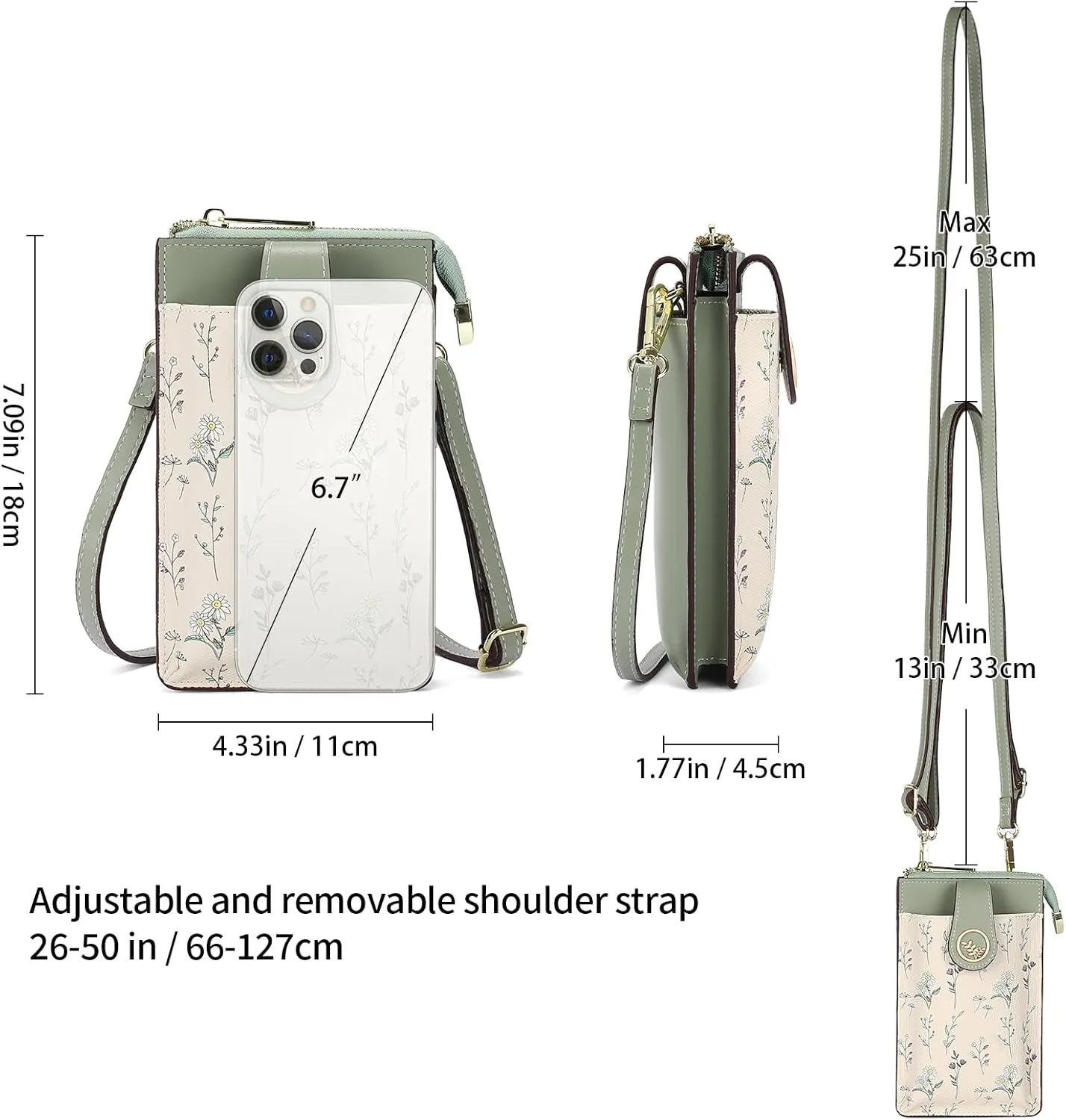 GAEKEAO Small Crossbody Bags for Women Leather Cell Phone Purse Bag Wallet with RFID Blocking Credit Card Slots