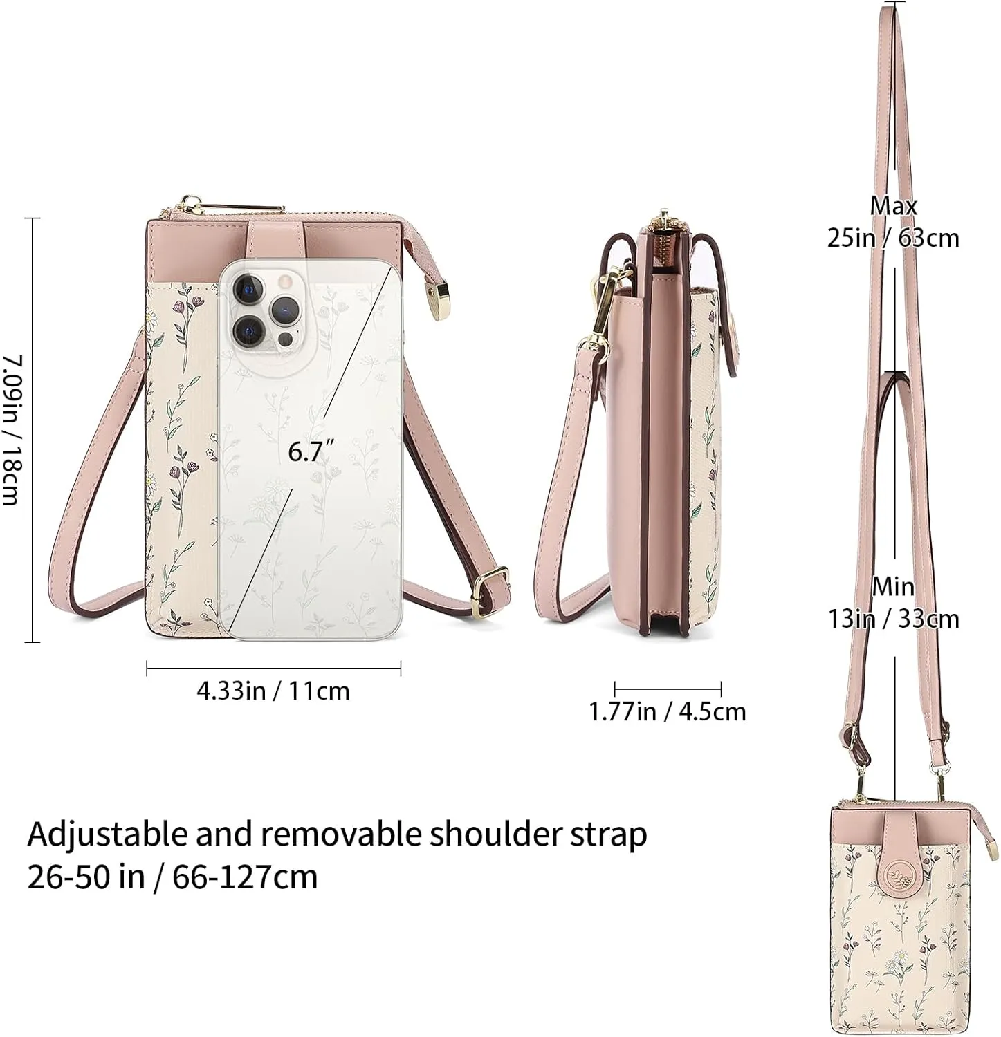 GAEKEAO Small Crossbody Bags for Women Leather Cell Phone Purse Bag Wallet with RFID Blocking Credit Card Slots