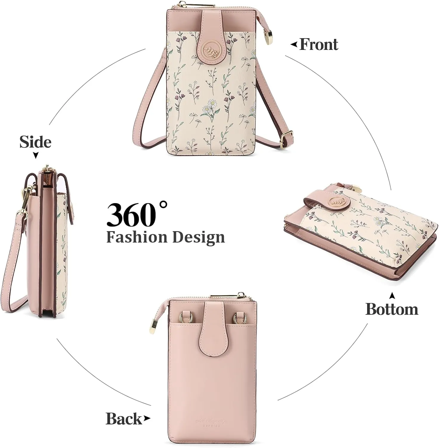 GAEKEAO Small Crossbody Bags for Women Leather Cell Phone Purse Bag Wallet with RFID Blocking Credit Card Slots