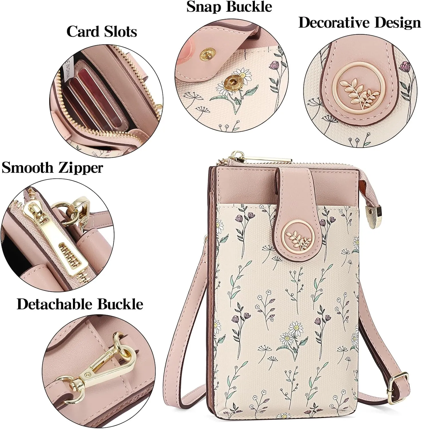 GAEKEAO Small Crossbody Bags for Women Leather Cell Phone Purse Bag Wallet with RFID Blocking Credit Card Slots