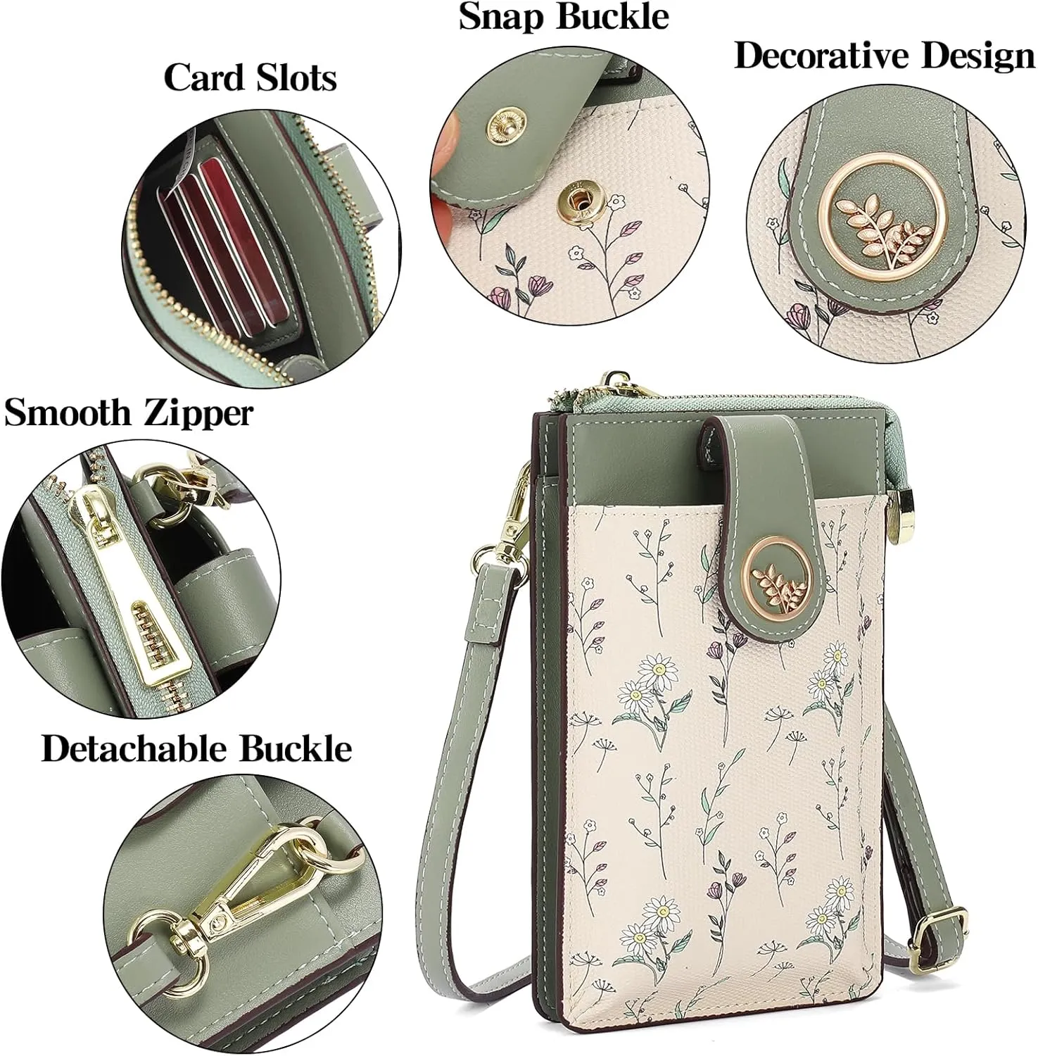 GAEKEAO Small Crossbody Bags for Women Leather Cell Phone Purse Bag Wallet with RFID Blocking Credit Card Slots