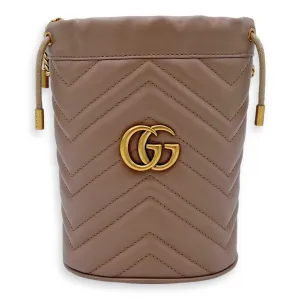 GG Marmont Bucket Bag Beige in Calfskin, Gold hardware