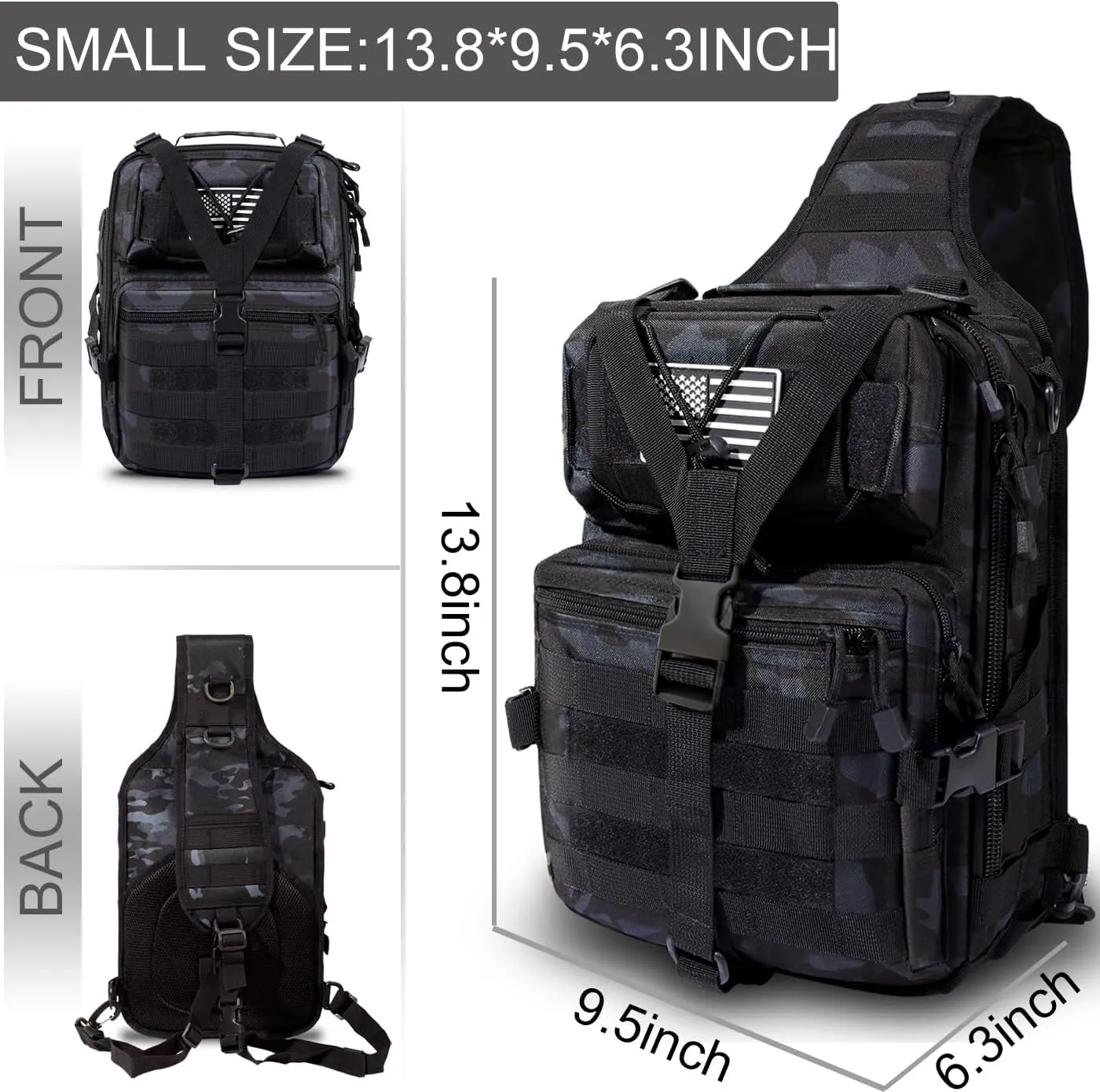 HAOMUK Tactical Sling Bag Pack Military Rover Shoulder Sling Backpack EDC Molle Assault Range Bag