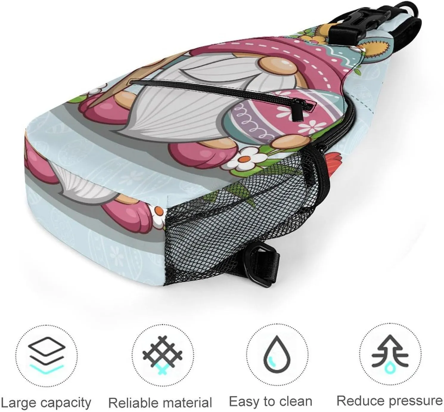Happy Easter Gnome Sling Backpack, Crossbody Shoulder Bag, Chest Bags for Outdoor Travel Fitness
