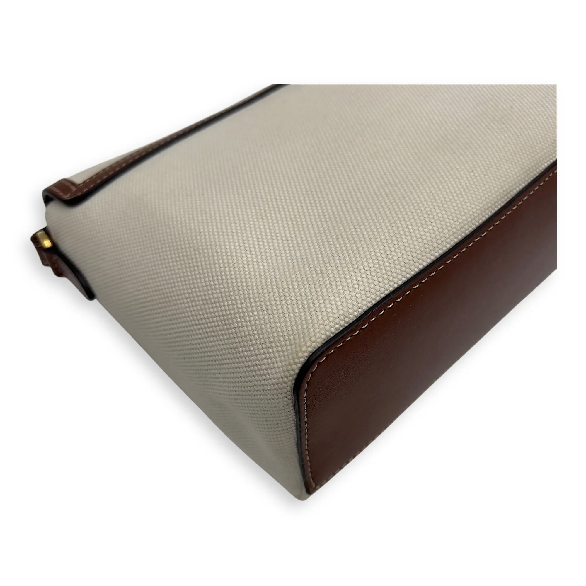Horseferry Print Note Brown Crossbody Bag in Canvas, Gold hardware
