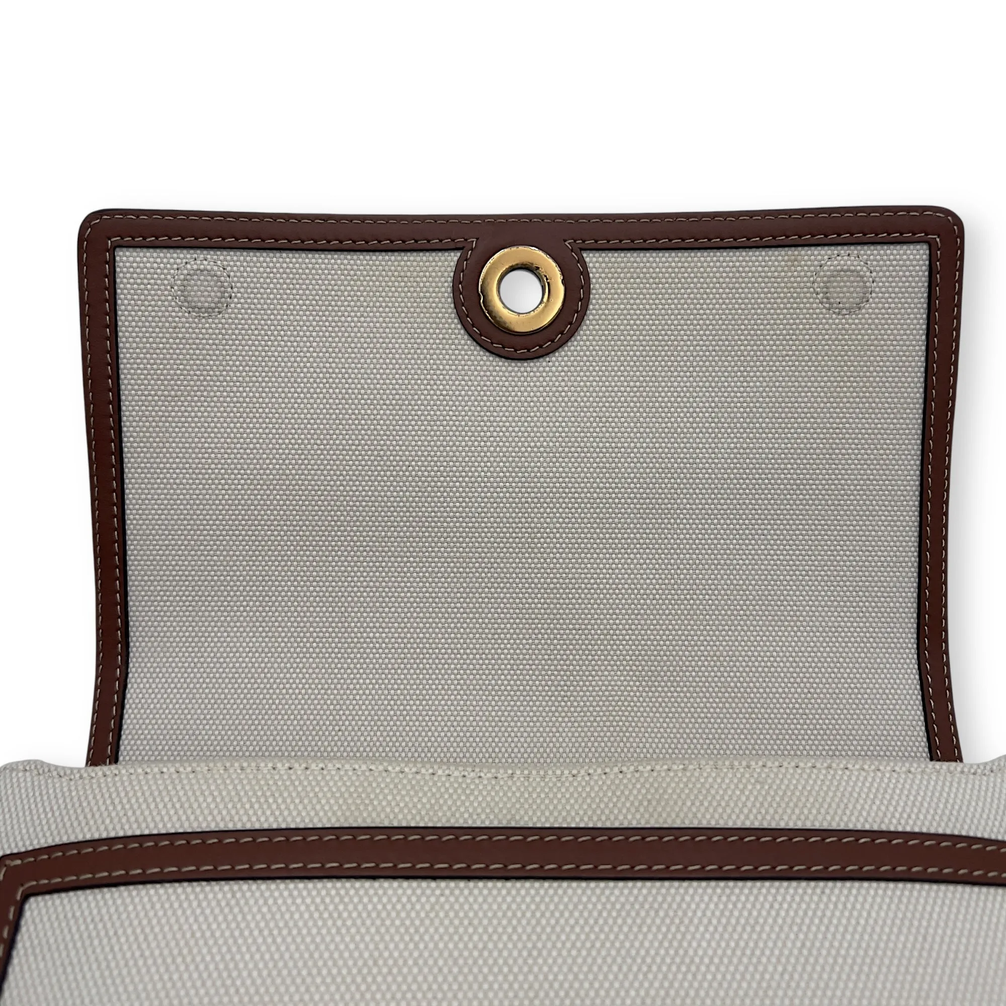 Horseferry Print Note Brown Crossbody Bag in Canvas, Gold hardware