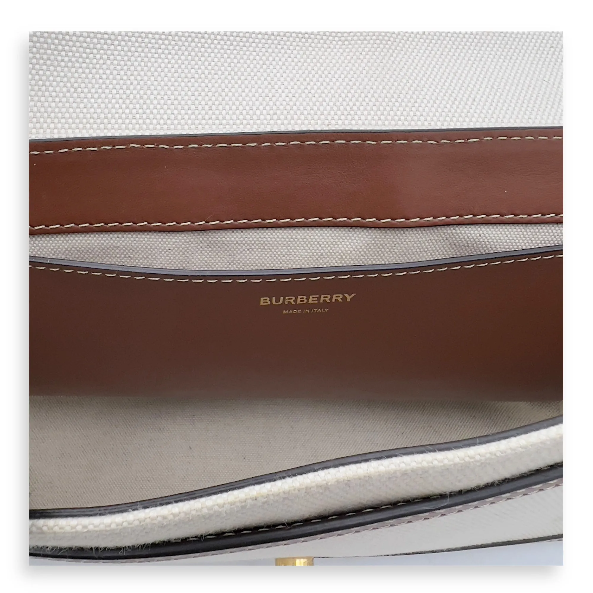 Horseferry Print Note Brown Crossbody Bag in Canvas, Gold hardware