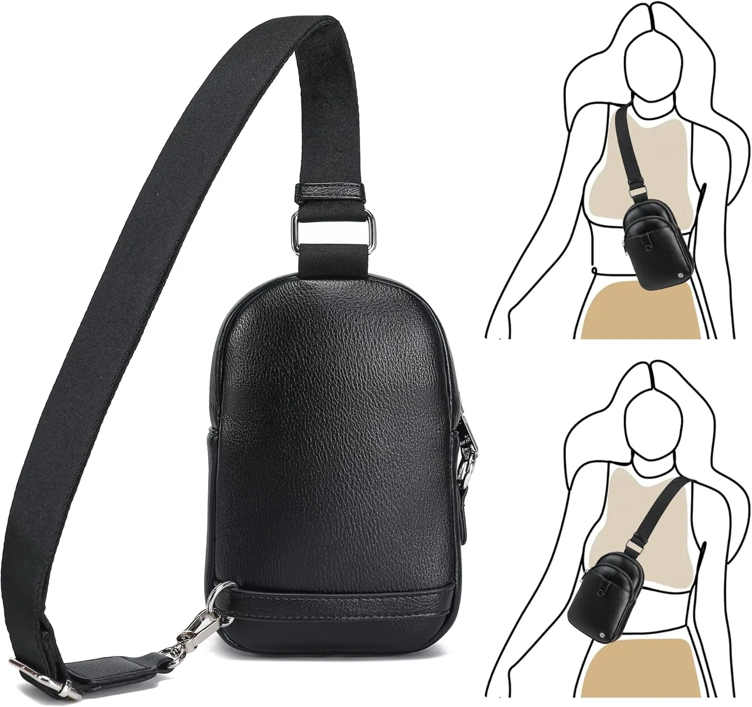 INICAT Small Crossbody Sling Bags for Women Vegan Leather Cell Phone Purse Fanny Packs for Women Men