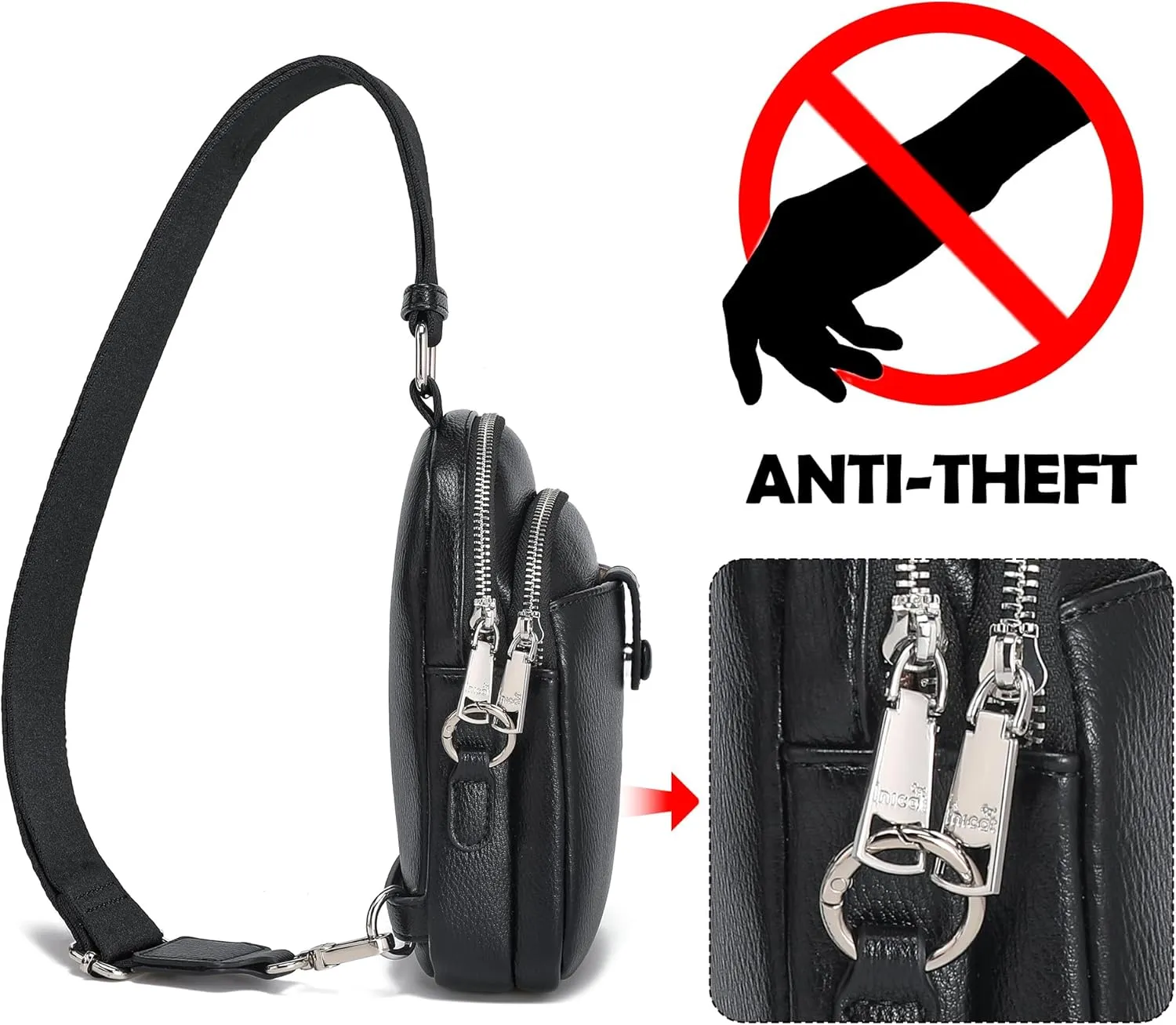 INICAT Small Crossbody Sling Bags for Women Vegan Leather Cell Phone Purse Fanny Packs for Women Men