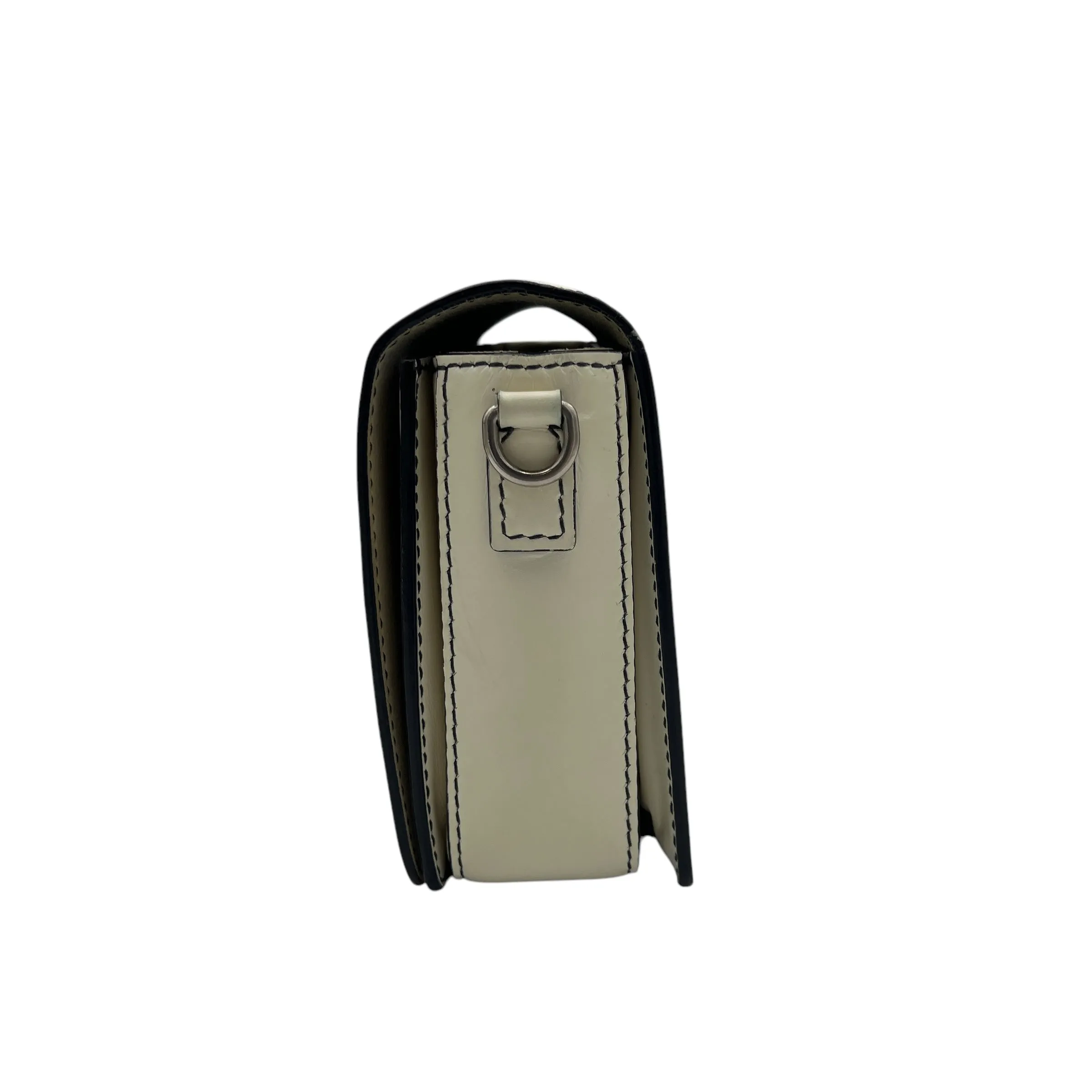 J'adior White Crossbody Bag in Calfskin, Silver hardware