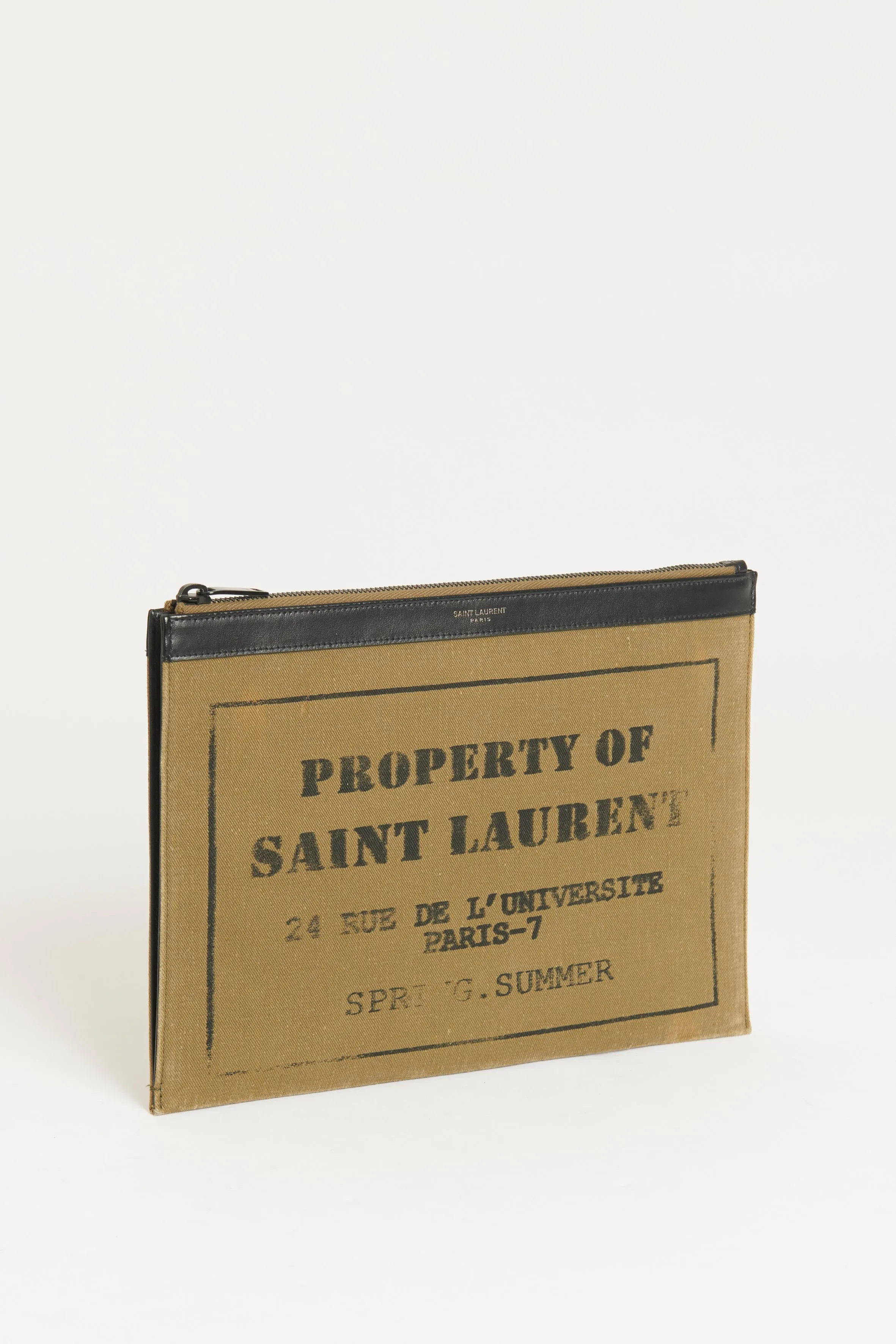 Khaki Canvas Property Of Preowned Clutch