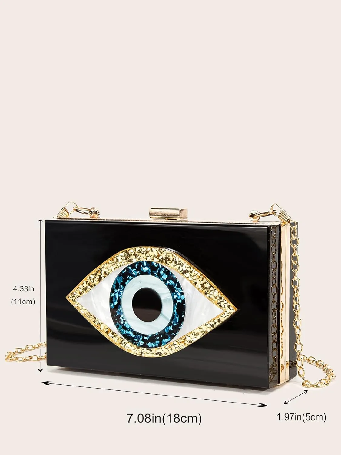 LETODE Clutch Purses for Women-Evil Eye Acrylic Clutch Glitter Purse Evening Bag Chain Shoulder Crossbody Handbags