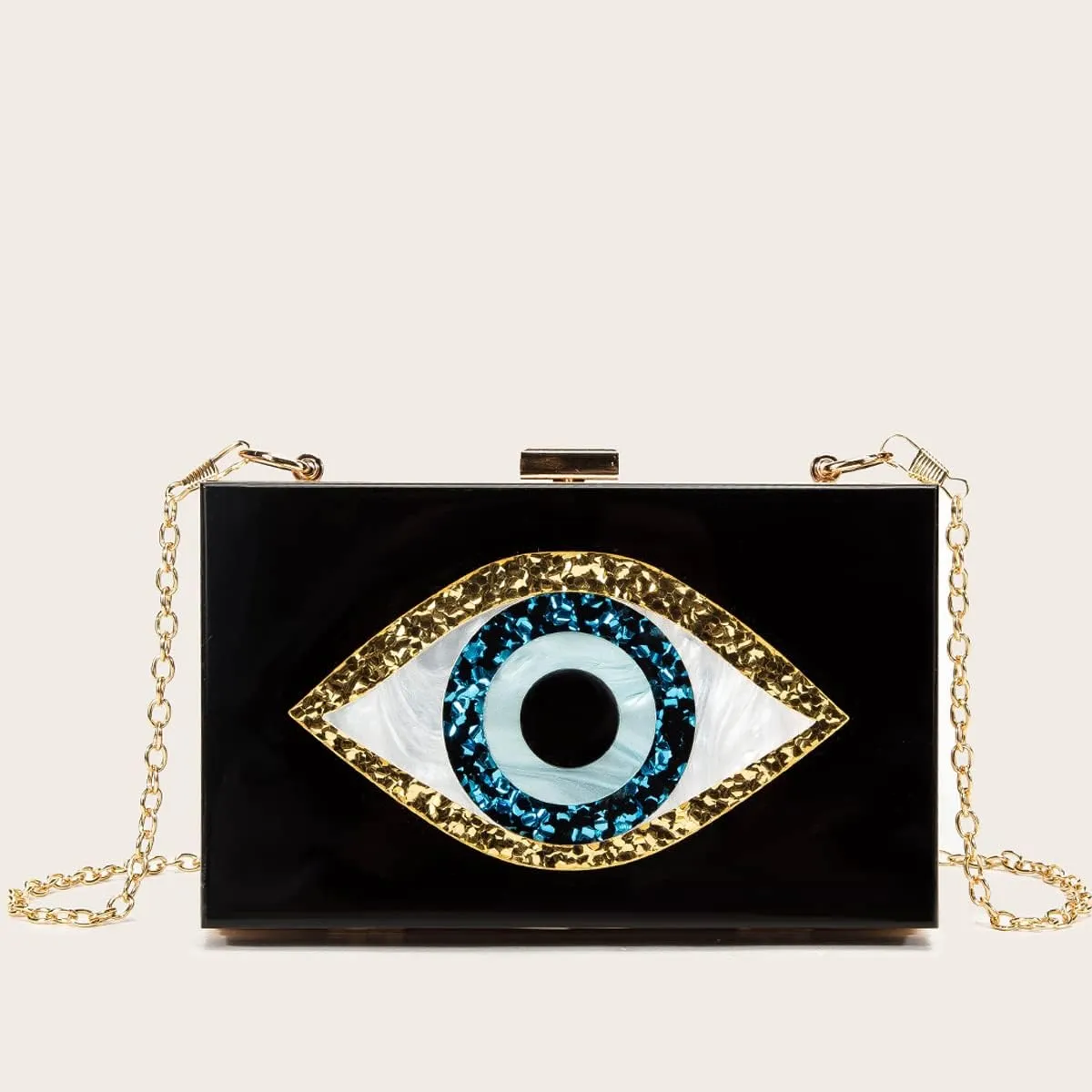 LETODE Clutch Purses for Women-Evil Eye Acrylic Clutch Glitter Purse Evening Bag Chain Shoulder Crossbody Handbags