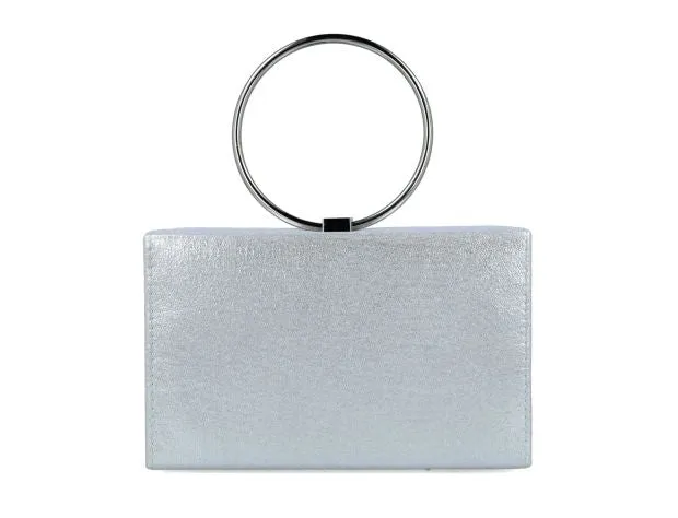 Menbur Silver Diamante Tassel Box Clutch