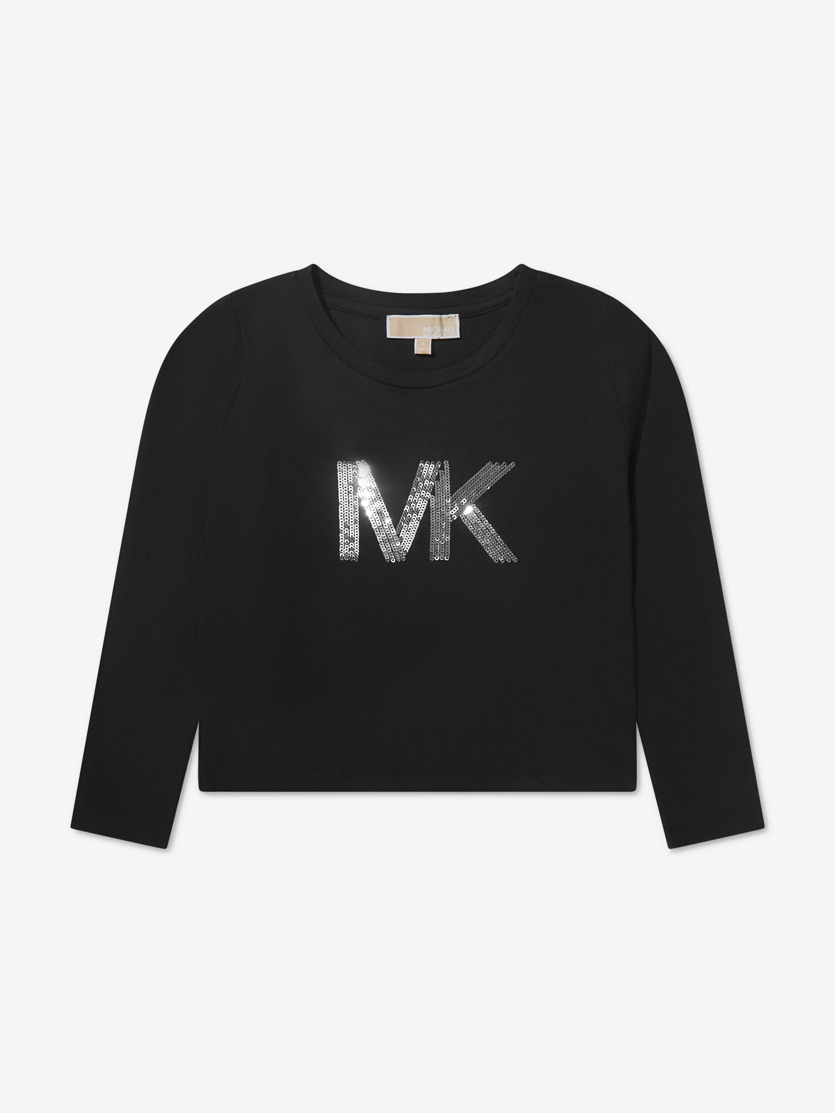 Michael Kors Girls Long Sleeve Sequin Logo T-Shirt