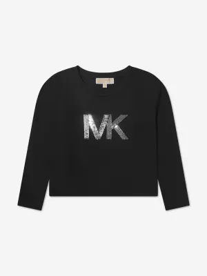 Michael Kors Girls Long Sleeve Sequin Logo T-Shirt