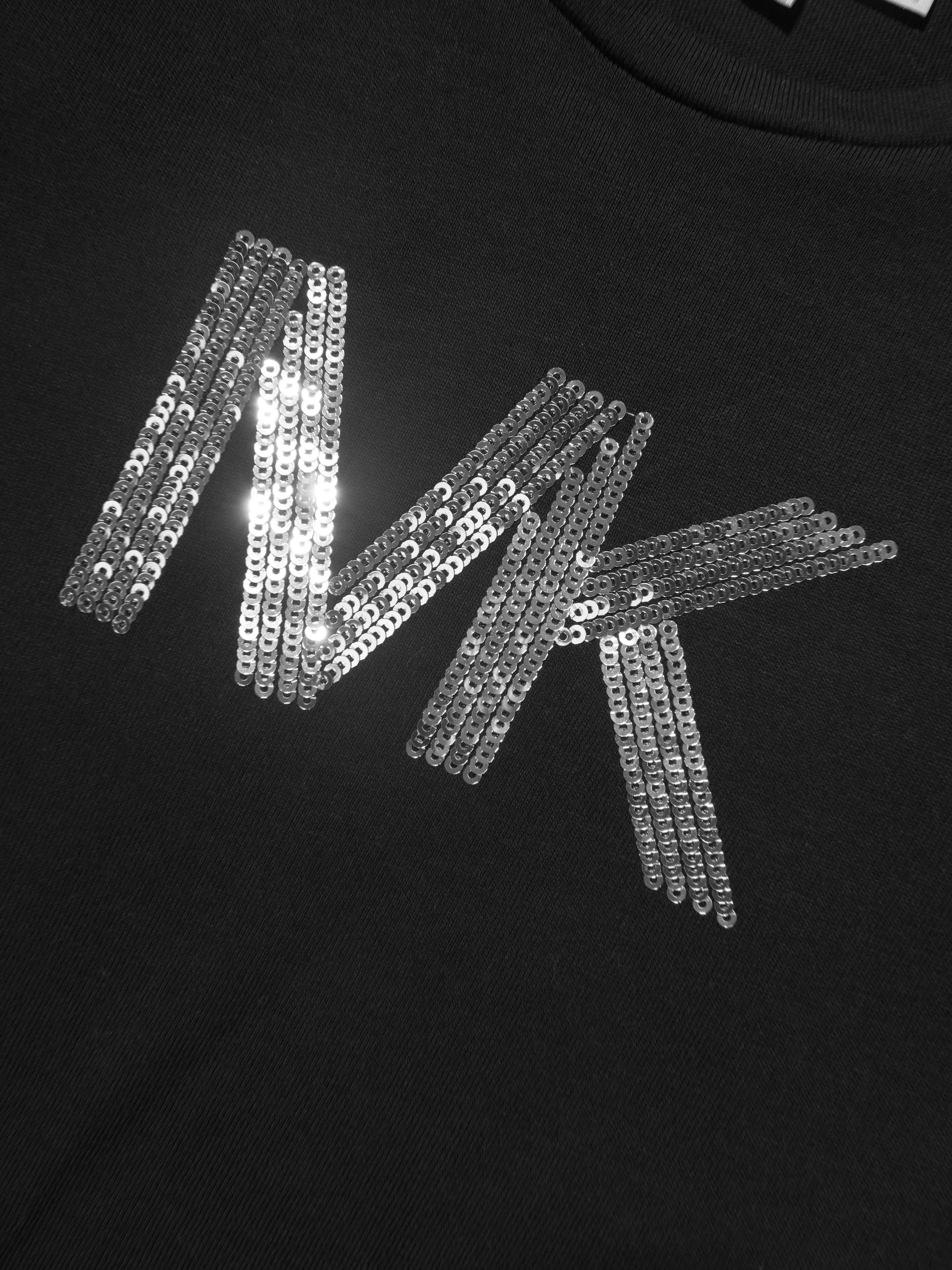 Michael Kors Girls Long Sleeve Sequin Logo T-Shirt