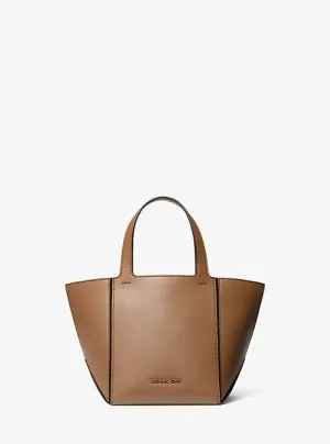 MK Jordi Small Leather Tote Bag - Brown - Michael Kors