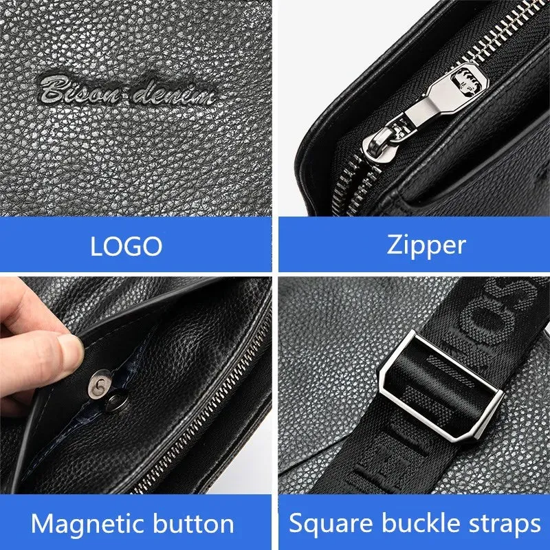New Genuine Leather Messenger Bag Men Crossbody Business Casual Shoulder Bag