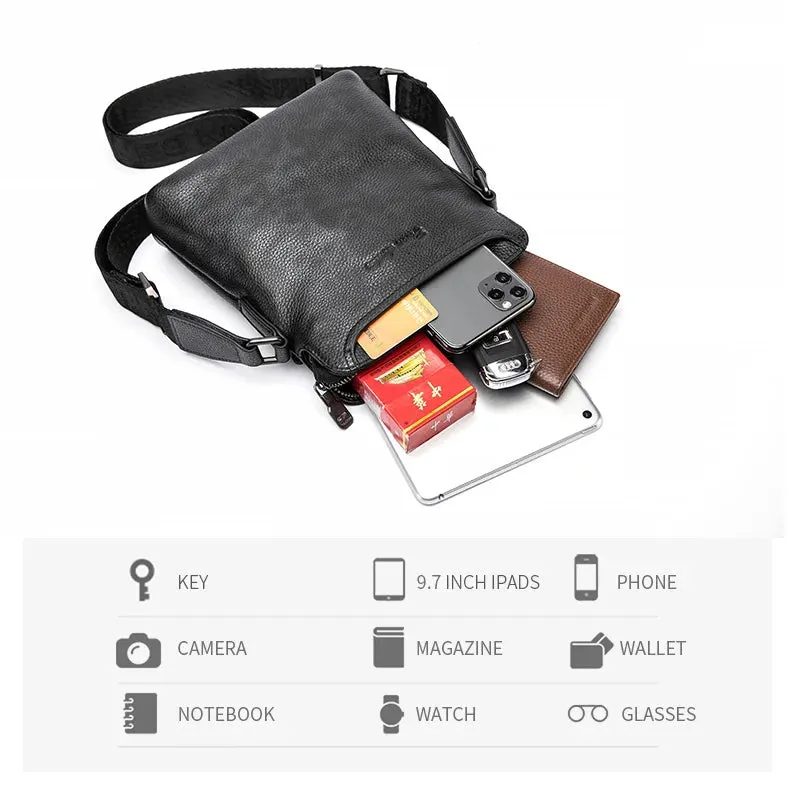 New Genuine Leather Messenger Bag Men Crossbody Business Casual Shoulder Bag