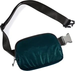 ODODOS Unisex Mini Belt Bag with Adjustable Strap Small Fanny Pack for Workout Running Traveling Hiking, Glossy Teal Green