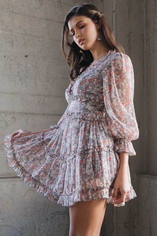 One and Only Collective Printed Ruffle Mini Dress