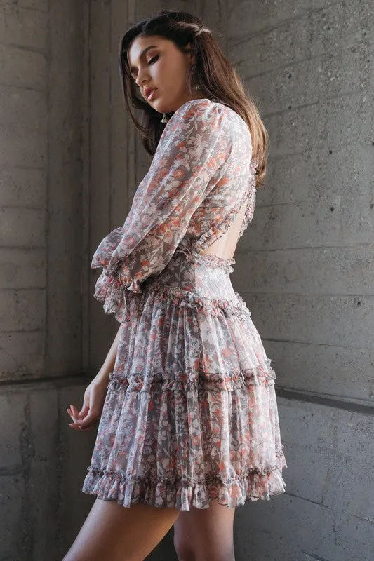 One and Only Collective Printed Ruffle Mini Dress