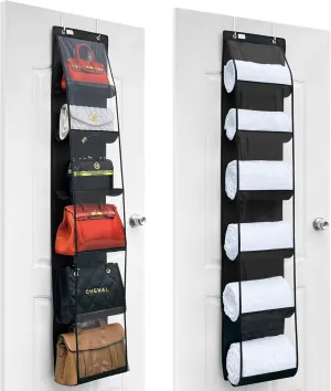 Over The Door Purse Organizer, 2PCS, Holds Bigger Bags, Heavy Duty Hooks (Do Not Damage The Door Frame), Black