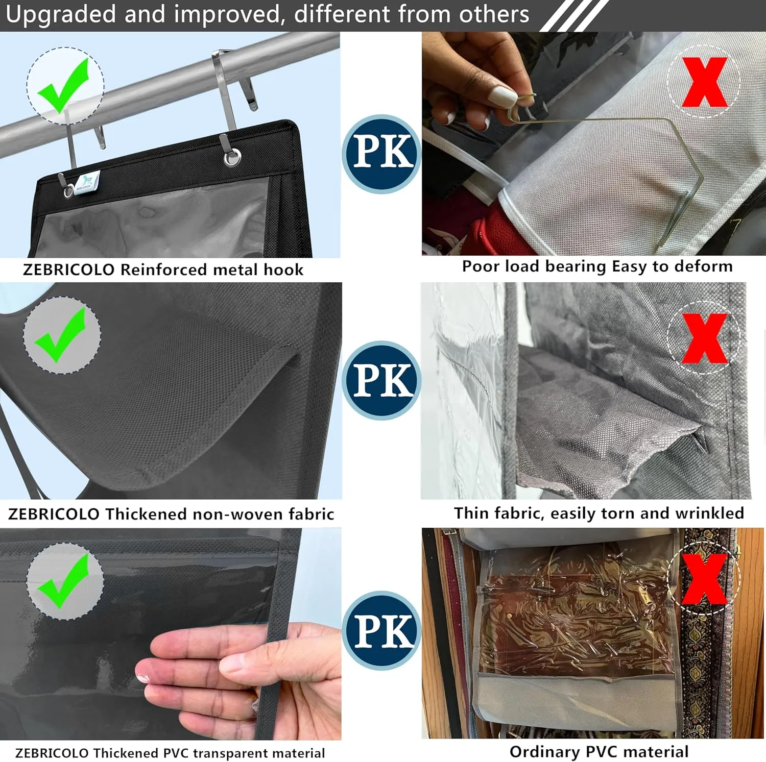 Over The Door Purse Organizer, 2PCS, Holds Bigger Bags, Heavy Duty Hooks (Do Not Damage The Door Frame), Black