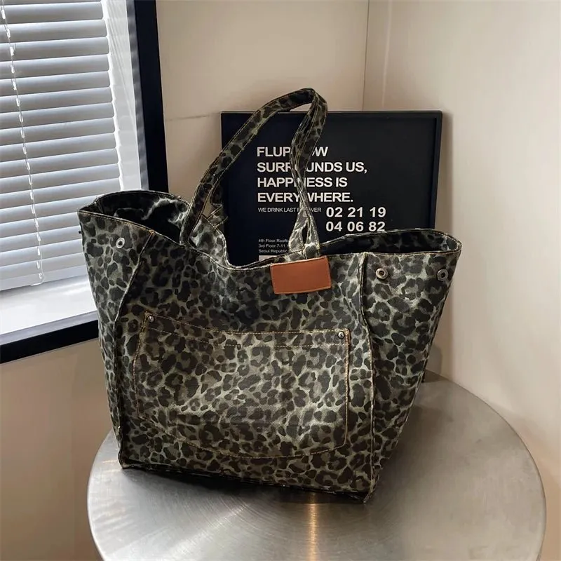 Oversized Leopard Prints Shoulder Bags for Women