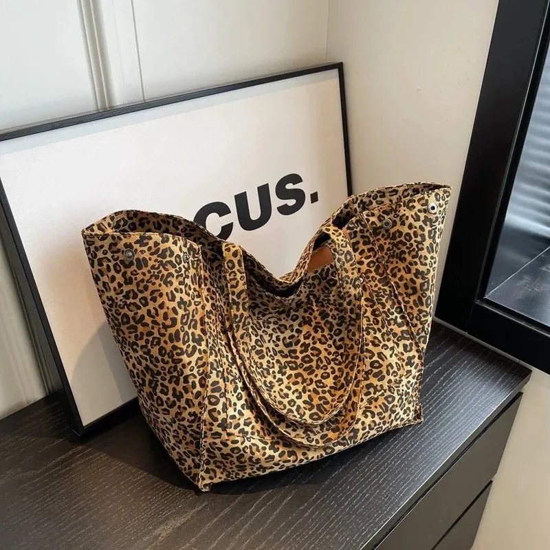 Oversized Leopard Prints Shoulder Bags for Women