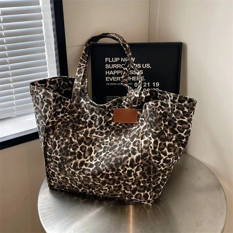 Oversized Leopard Prints Shoulder Bags for Women