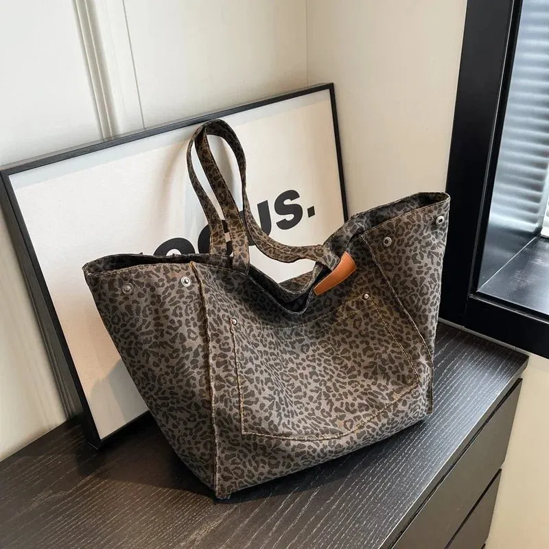 Oversized Leopard Prints Shoulder Bags for Women