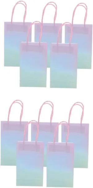 PACKOVE 2sets 5pcs Macaron Color Handheld Present Paper Bags with Handles Elegant Tote Bags for Parties Durable and Lightweight for Candy and Objects 5pcs*2