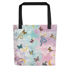 Rebirth (Snake, Butterfly, Moon) Tote Bag