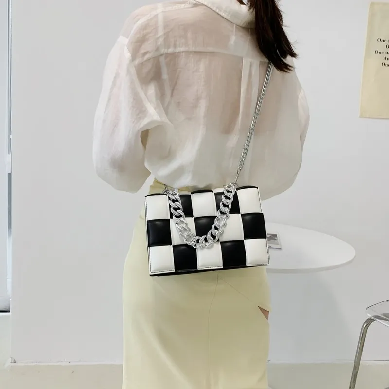 Sling Bags Woven Small Square Bag Summer Portable Women's Bag Chain Shoulder Bag