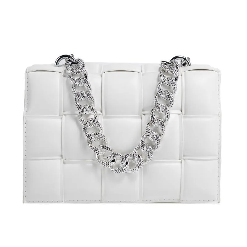 Sling Bags Woven Small Square Bag Summer Portable Women's Bag Chain Shoulder Bag