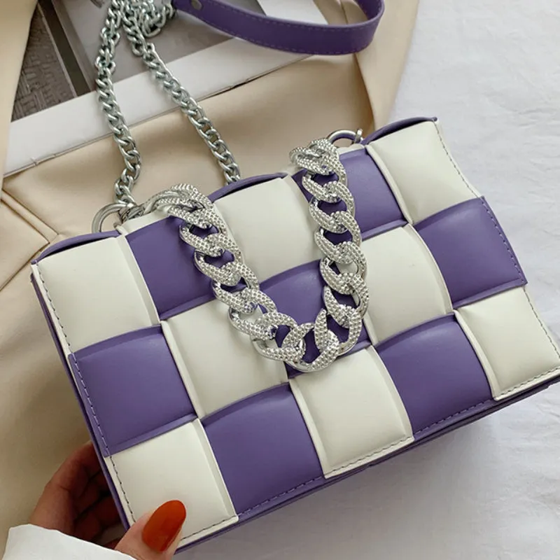 Sling Bags Woven Small Square Bag Summer Portable Women's Bag Chain Shoulder Bag