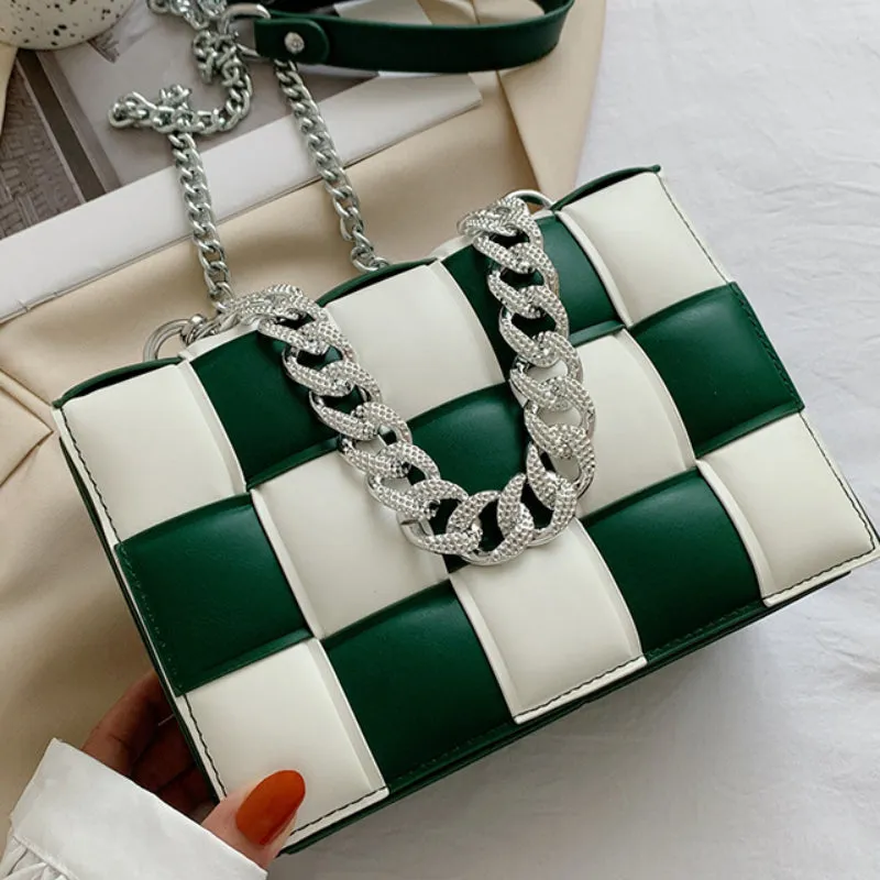 Sling Bags Woven Small Square Bag Summer Portable Women's Bag Chain Shoulder Bag