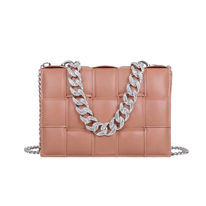Sling Bags Woven Small Square Bag Summer Portable Women's Bag Chain Shoulder Bag