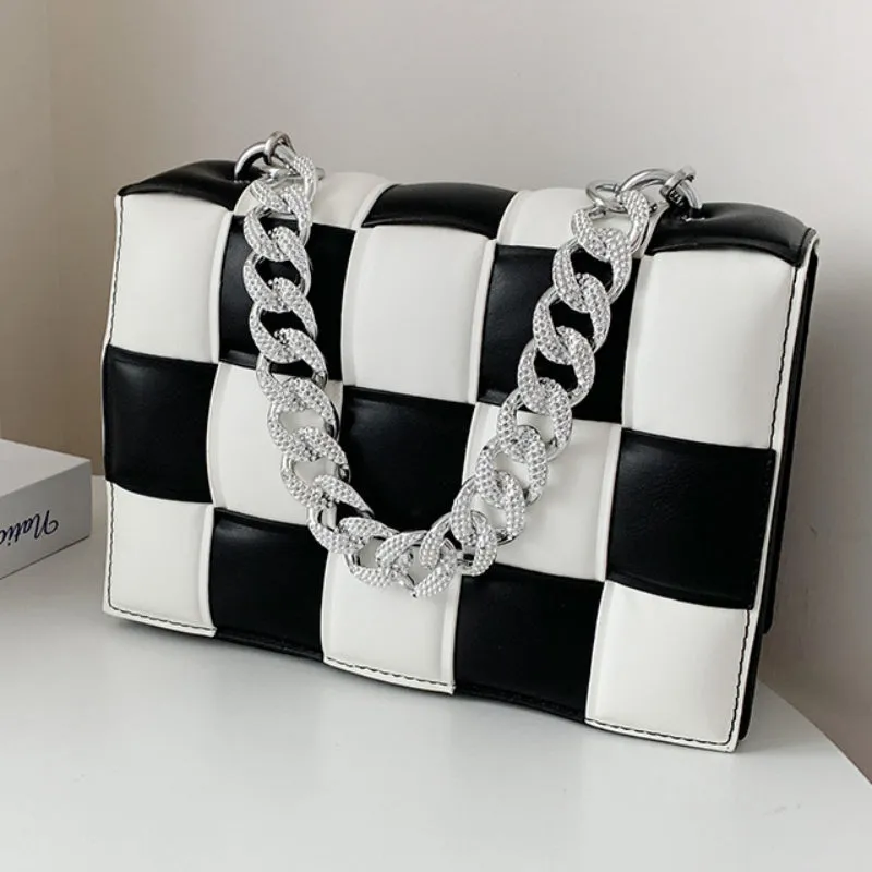 Sling Bags Woven Small Square Bag Summer Portable Women's Bag Chain Shoulder Bag