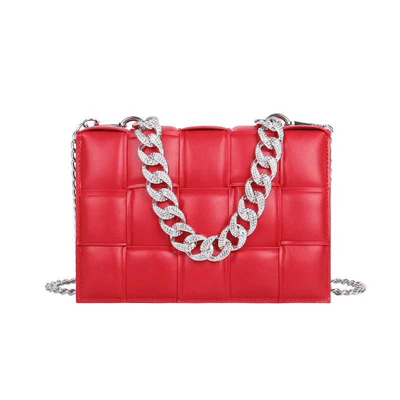 Sling Bags Woven Small Square Bag Summer Portable Women's Bag Chain Shoulder Bag