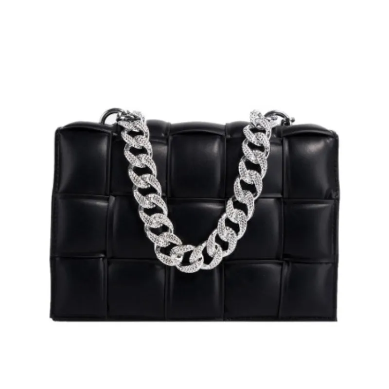 Sling Bags Woven Small Square Bag Summer Portable Women's Bag Chain Shoulder Bag